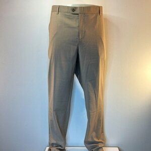 PALENZO Men's Beige Flat Front Dress Pants - Size 48W x unhemmed - NWT